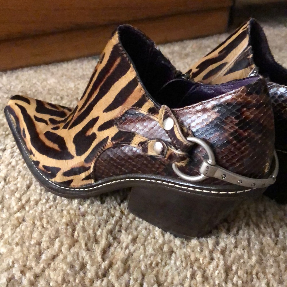 Donald J Pliner horsehair & snakeskin booties